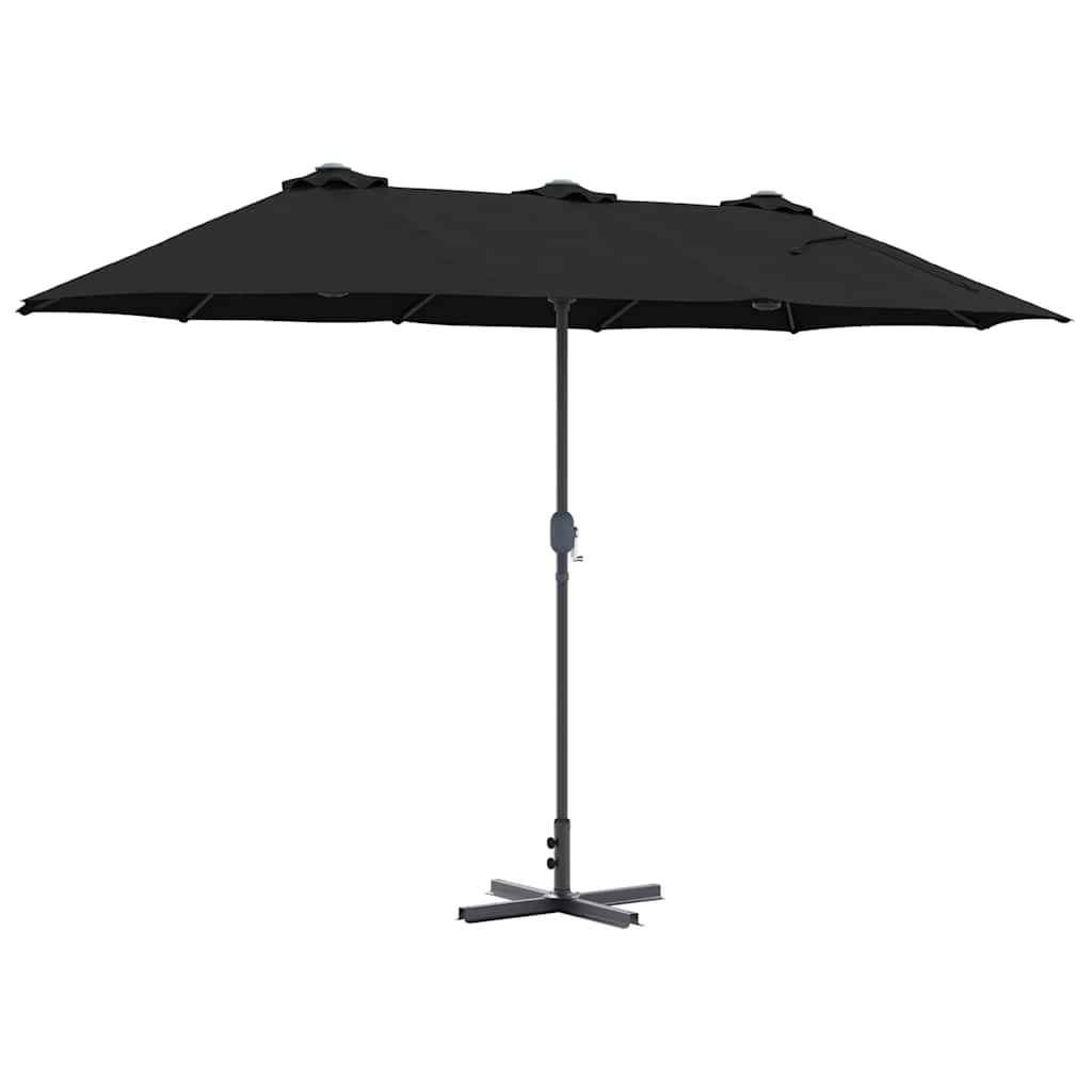 vidaXL Garden Parasol Black 370 x 197 x 239 cm Polyester and Aluminium