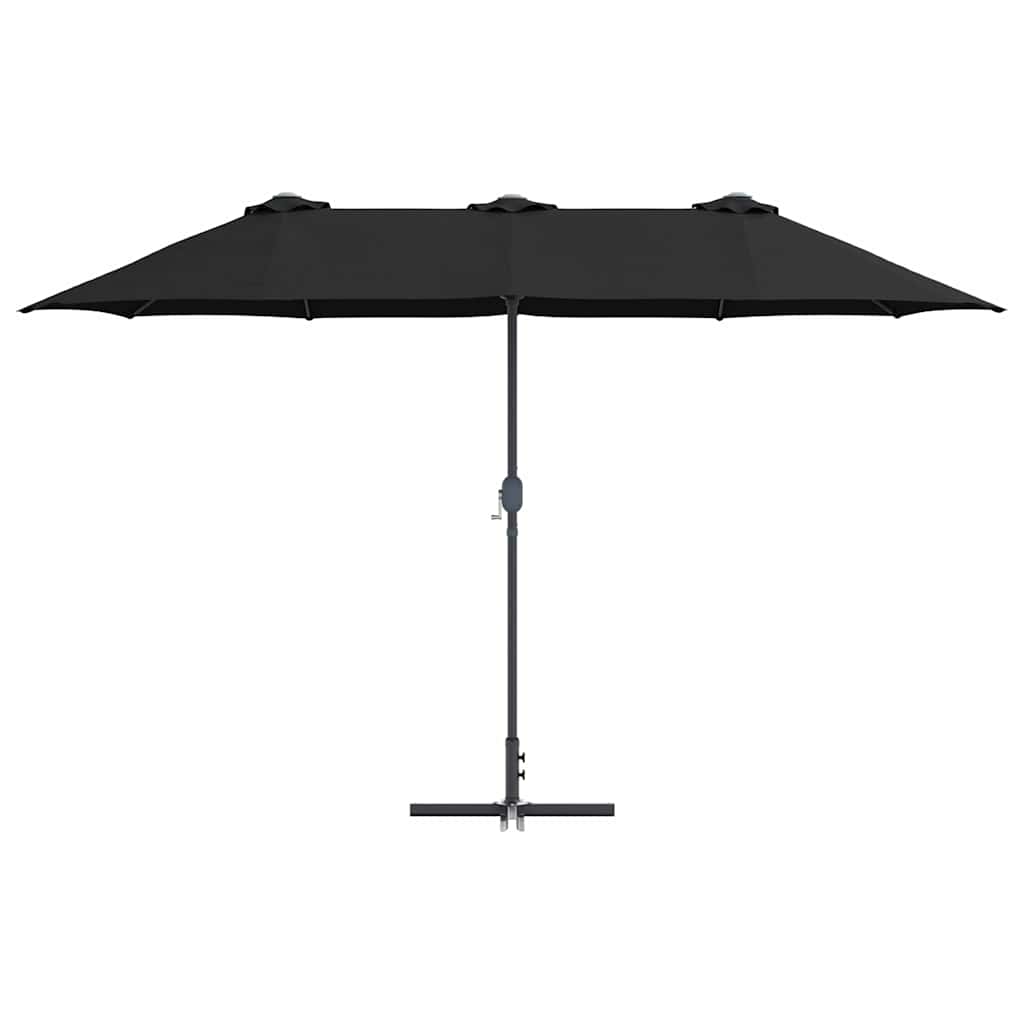 vidaXL Garden Parasol Black 370 x 197 x 239 cm Polyester and Aluminium