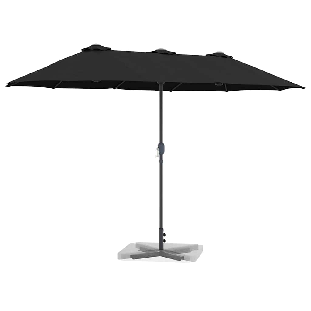 vidaXL Garden Parasol Black 370 x 197 x 239 cm Polyester and Aluminium