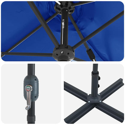 vidaXL Garden Parasol Azurblau 370 x 197 x 239 cm
