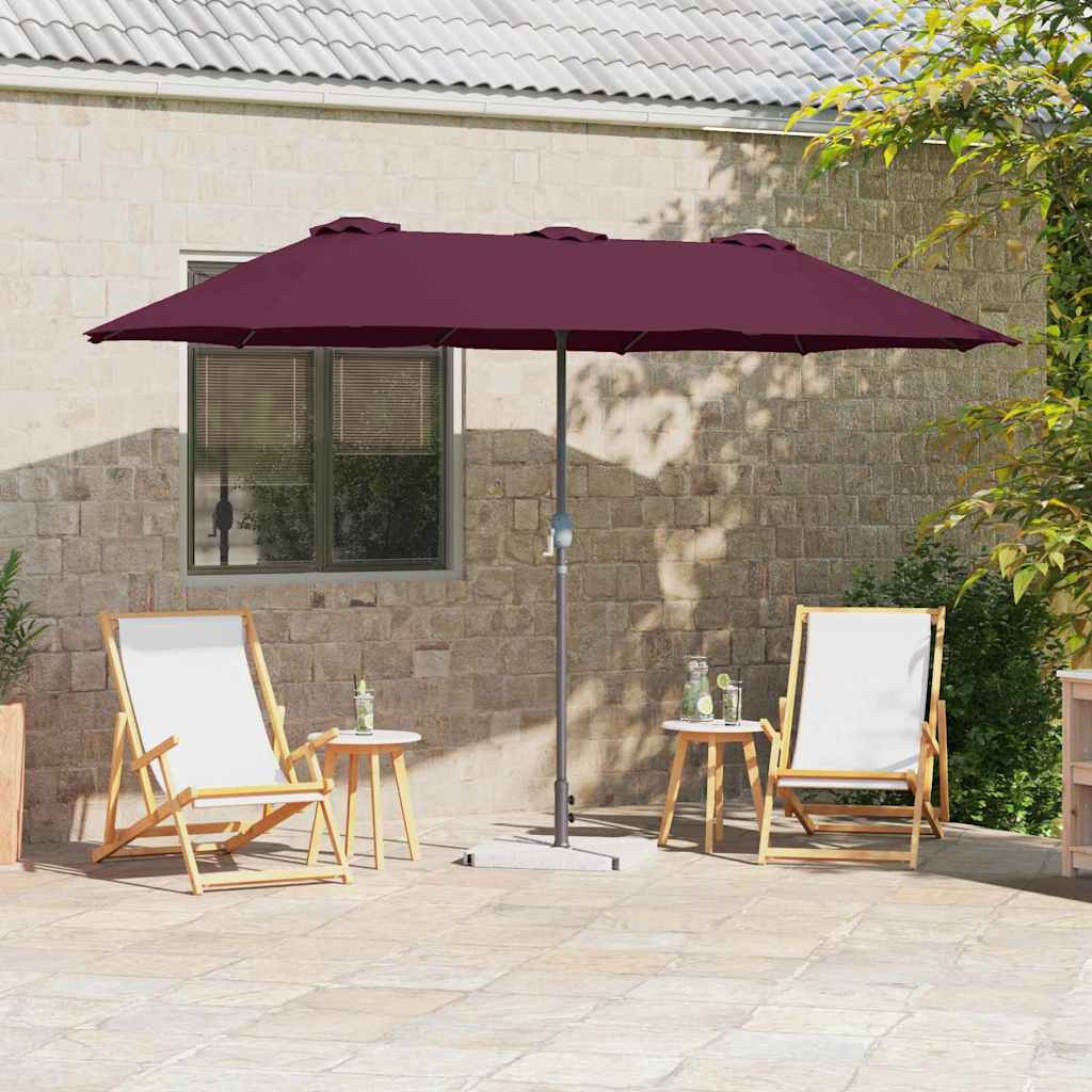 vidaXL Garden Parasol Bordeaux Red 370 x 197 x 239 cm