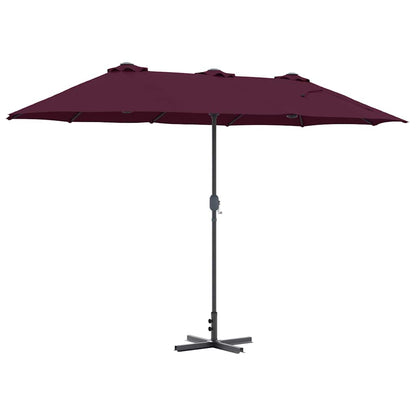 vidaXL Garden Parasol Bordeaux Red 370 x 197 x 239 cm
