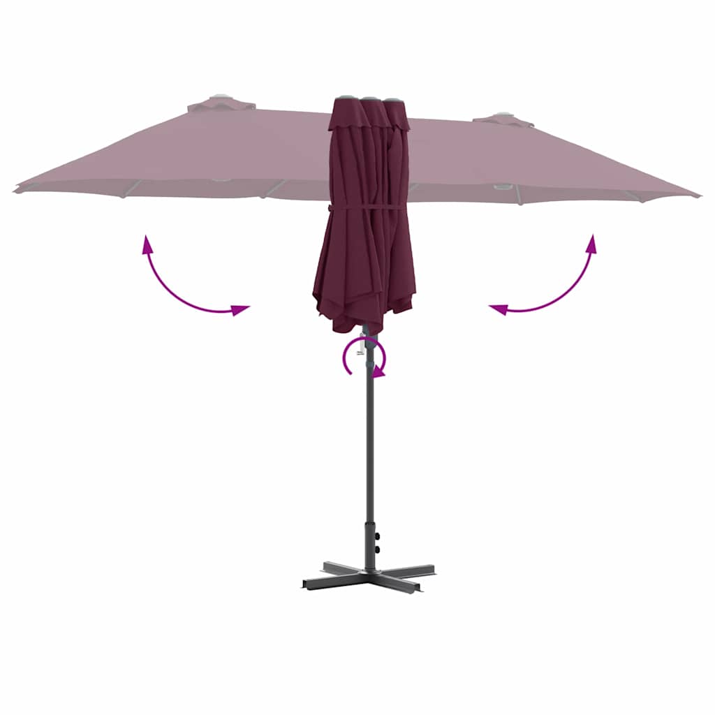 vidaXL Garden Parasol Bordeaux Red 370 x 197 x 239 cm