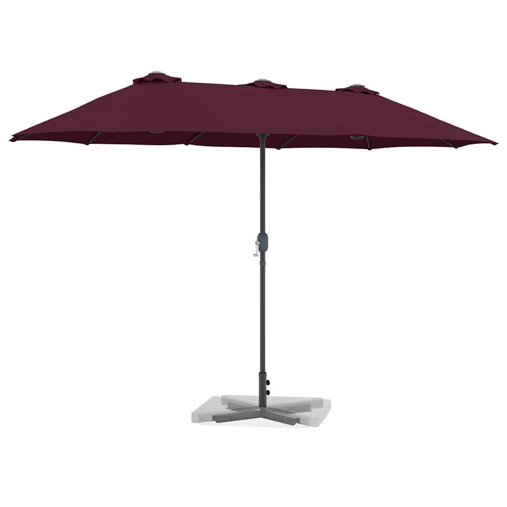 vidaXL Garden Parasol Bordeaux Red 370 x 197 x 239 cm
