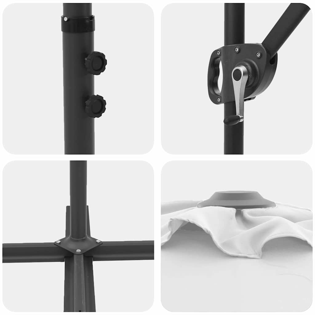 vidaXL Umbrella Sand 372 x 198 x 243 cm Polyester and Aluminium