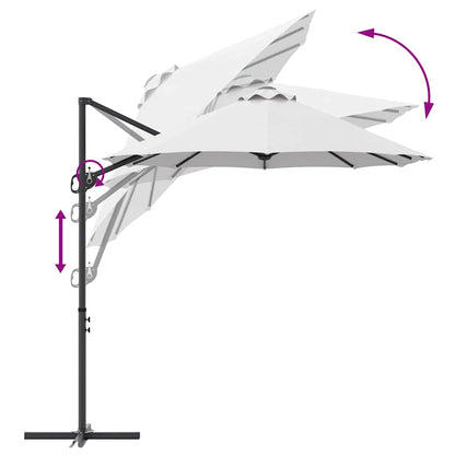 vidaXL Umbrella Sand 372 x 198 x 243 cm Polyester and Aluminium
