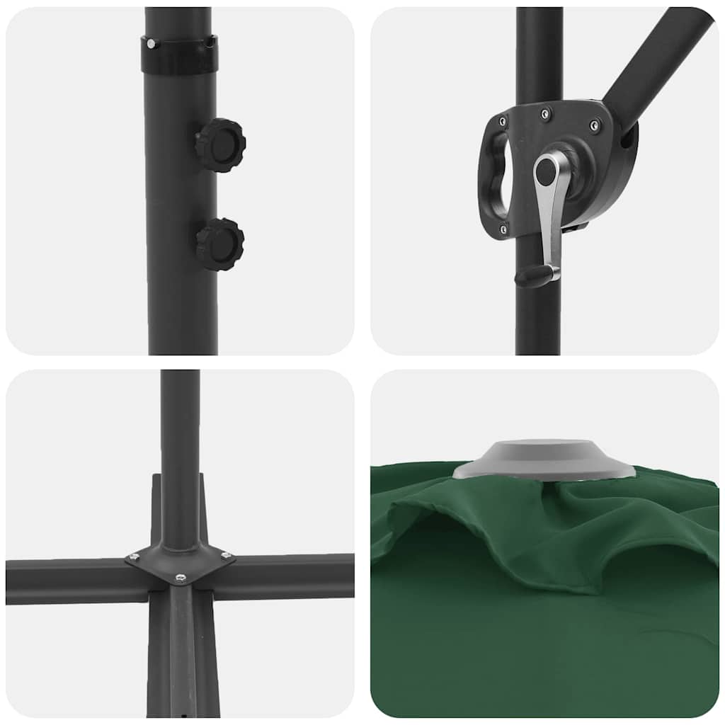 vidaXL Umbrella Green 372 x 198 x 243 cm Polyester and Aluminium