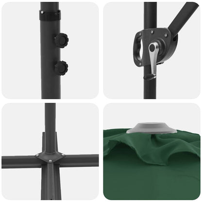 vidaXL Umbrella Green 372 x 198 x 243 cm Polyester and Aluminium