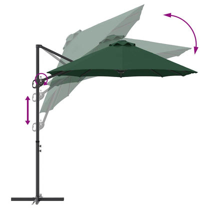vidaXL Umbrella Green 372 x 198 x 243 cm Polyester and Aluminium