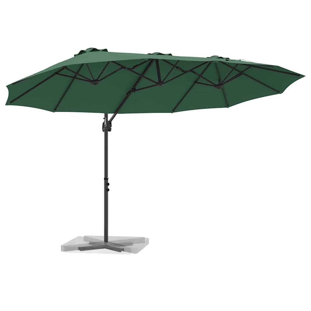 vidaXL Umbrella Green 372 x 198 x 243 cm Polyester and Aluminium