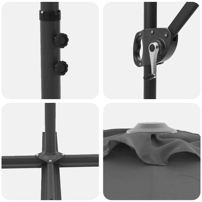 vidaXL Umbrella Anthracite 372 x 198 x 243 cm Polyester and Aluminium