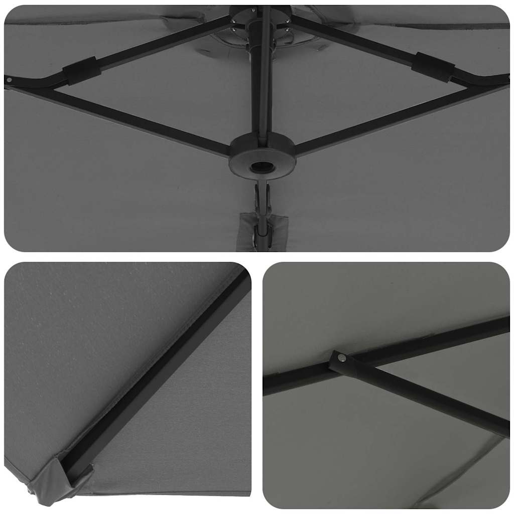vidaXL Umbrella Anthracite 372 x 198 x 243 cm Polyester and Aluminium