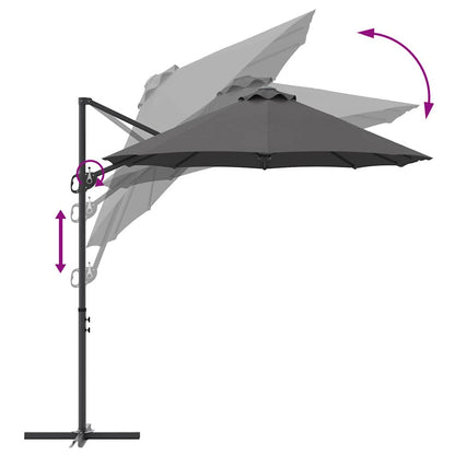 vidaXL Umbrella Anthracite 372 x 198 x 243 cm Polyester and Aluminium