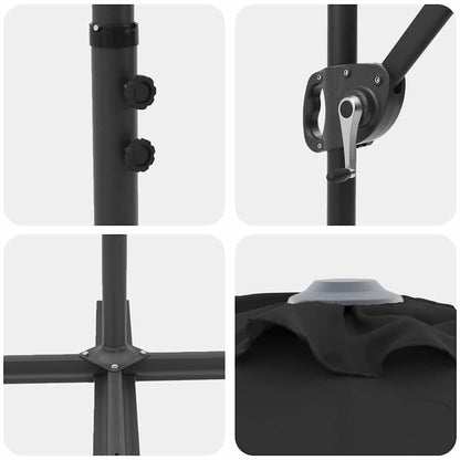 vidaXL Umbrella Black 372 x 198 x 243 cm Polyester and Aluminium
