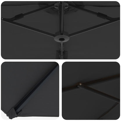 vidaXL Umbrella Black 372 x 198 x 243 cm Polyester and Aluminium