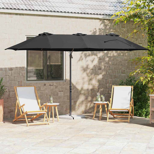 vidaXL Umbrella Black 372 x 198 x 243 cm Polyester and Aluminium