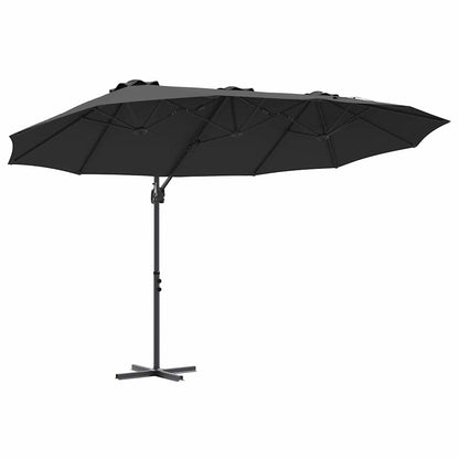 vidaXL Umbrella Black 372 x 198 x 243 cm Polyester and Aluminium