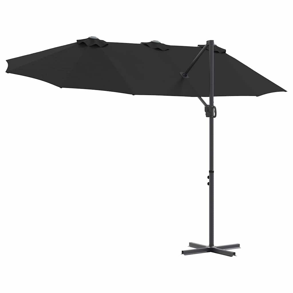 vidaXL Umbrella Black 372 x 198 x 243 cm Polyester and Aluminium