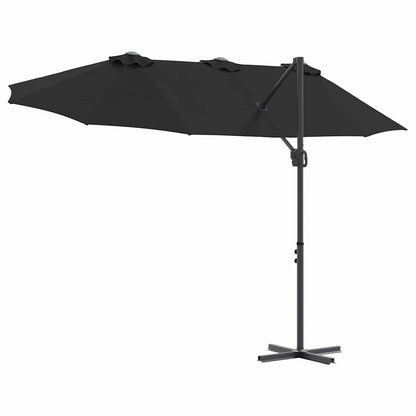 vidaXL Umbrella Black 372 x 198 x 243 cm Polyester and Aluminium