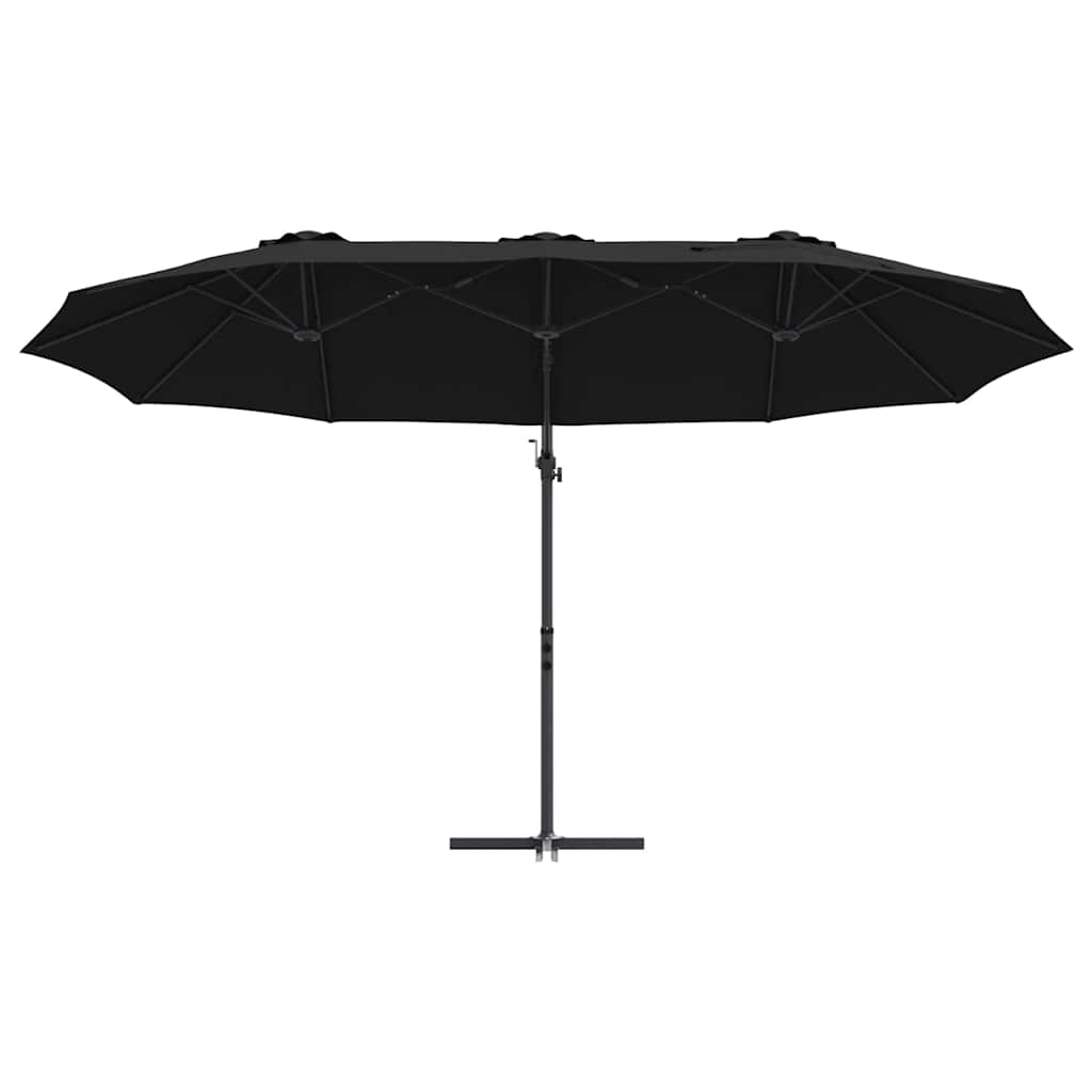 vidaXL Umbrella Black 372 x 198 x 243 cm Polyester and Aluminium
