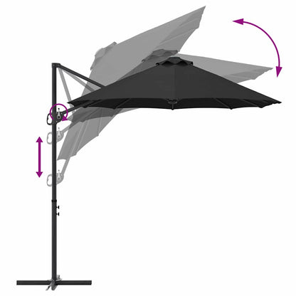 vidaXL Umbrella Black 372 x 198 x 243 cm Polyester and Aluminium