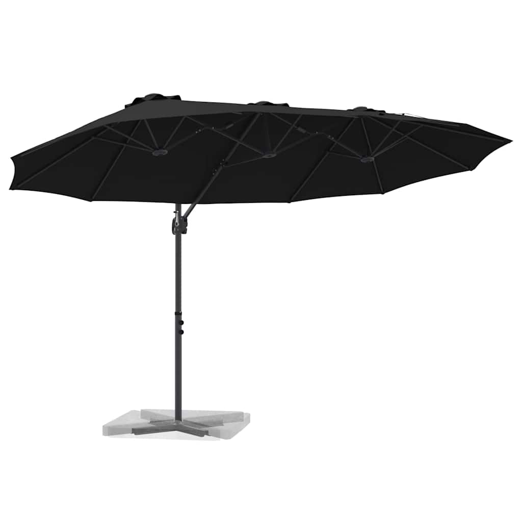 vidaXL Umbrella Black 372 x 198 x 243 cm Polyester and Aluminium
