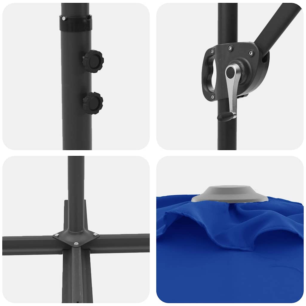 vidaXL Umbrella Azurblau 372 x 198 x 243 cm Polyester and Aluminium
