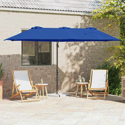 vidaXL Umbrella 372 x 198 x 243 cm Polyester and Aluminium Azurblau