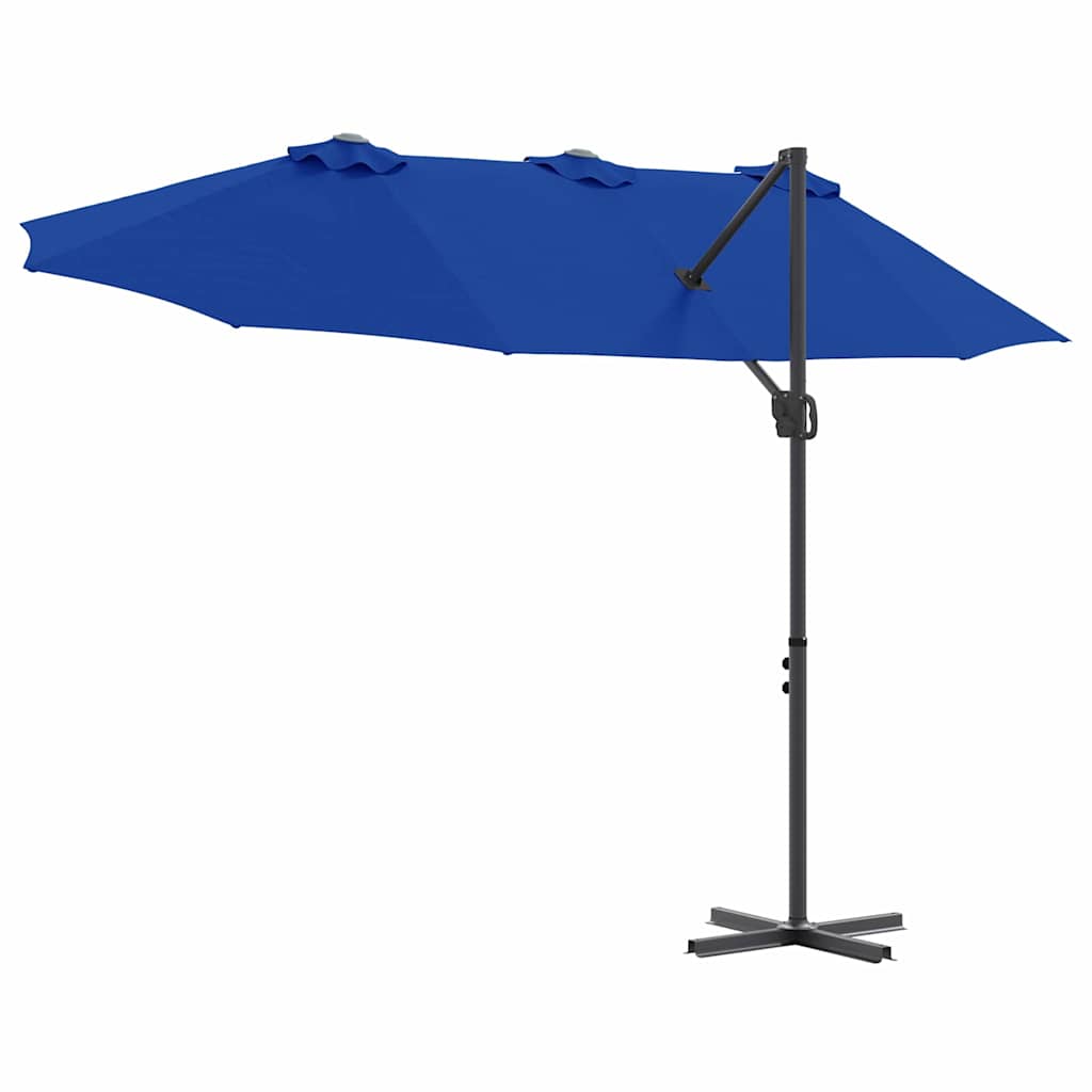 vidaXL Umbrella Azurblau 372 x 198 x 243 cm Polyester and Aluminium