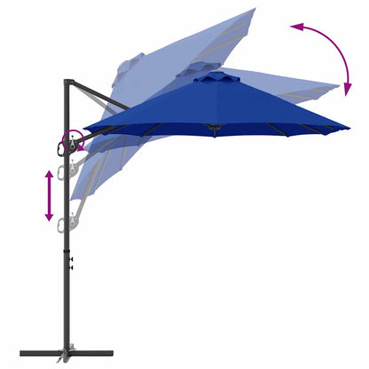 vidaXL Umbrella Azurblau 372 x 198 x 243 cm Polyester and Aluminium