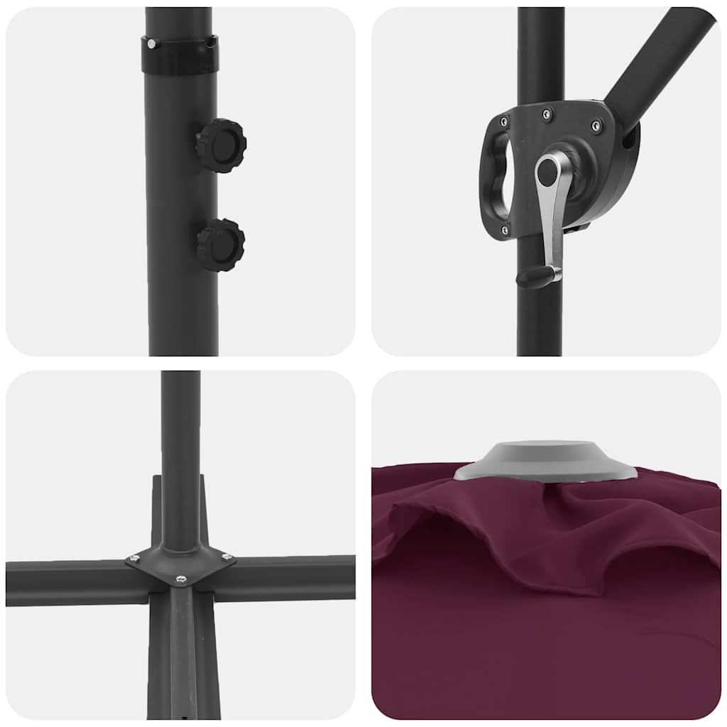 vidaXL Umbrella Bordeaux Red 372 x 198 x 243 cm