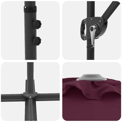 vidaXL Umbrella Bordeaux Red 372 x 198 x 243 cm