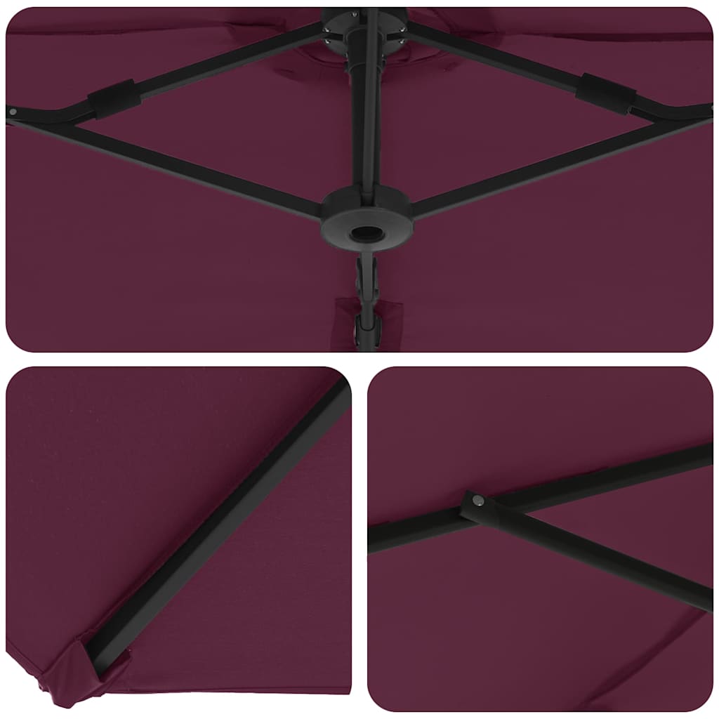 vidaXL Umbrella Bordeaux Red 372 x 198 x 243 cm