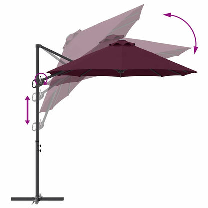 vidaXL Umbrella Bordeaux Red 372 x 198 x 243 cm