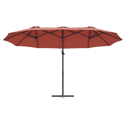 vidaXL Umbrella Terracotta 372 x 198 x 243 cm Polyester and Aluminium