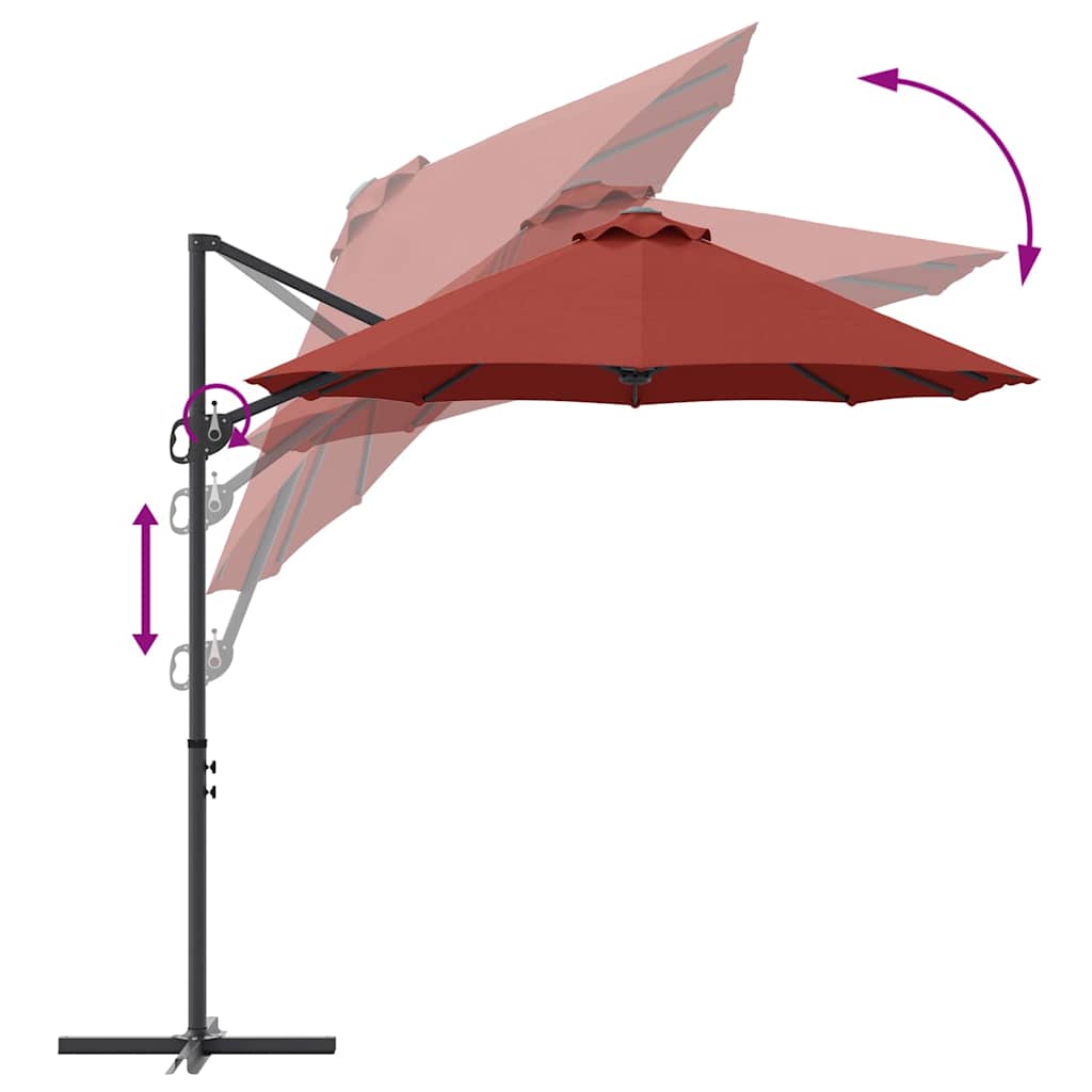 vidaXL Umbrella Terracotta 372 x 198 x 243 cm Polyester and Aluminium
