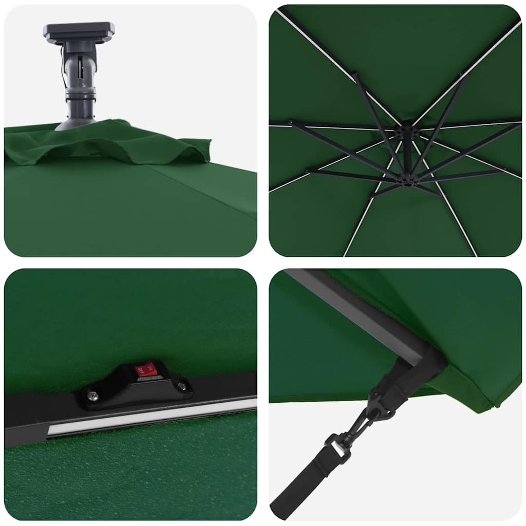 vidaXL Umbrella Green 294 x 294 x 248 cm Polyester and Aluminium