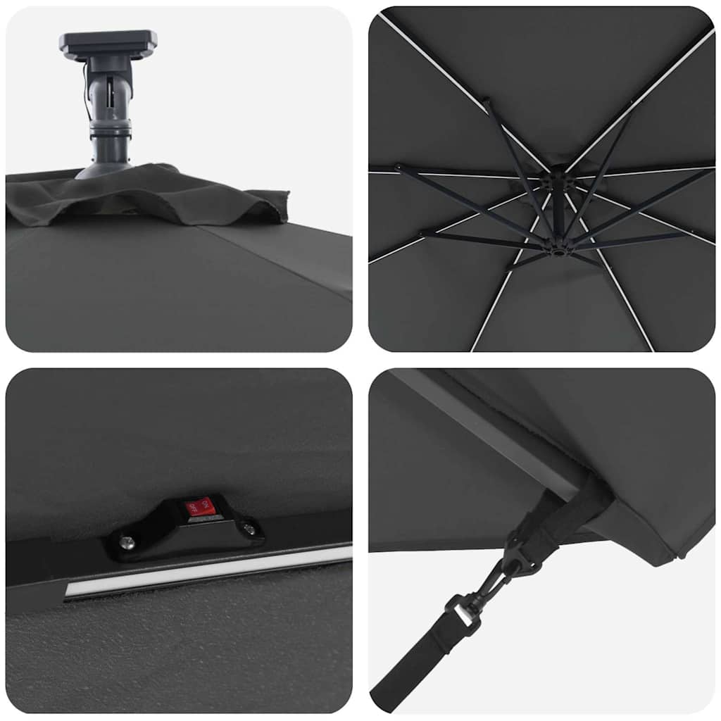 vidaXL Umbrella Anthracite 294 x 294 x 248 cm Polyester and Aluminium