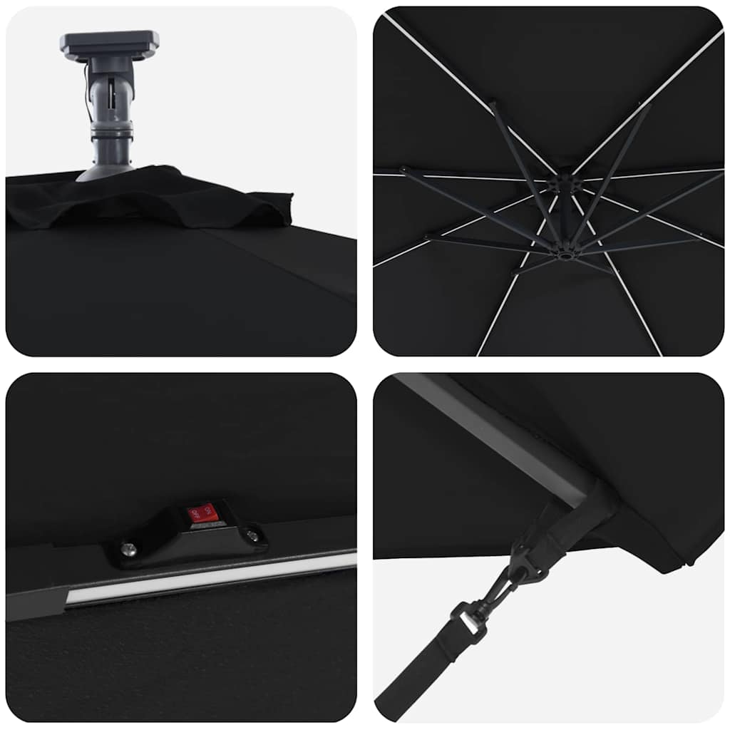 vidaXL Umbrella 294 x 294 x 248 cm Polyester and Aluminium Black
