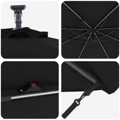 vidaXL Umbrella 294 x 294 x 248 cm Polyester and Aluminium Black