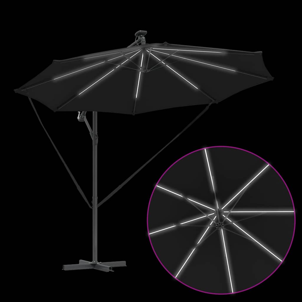vidaXL Umbrella 294 x 294 x 248 cm Polyester and Aluminium Black