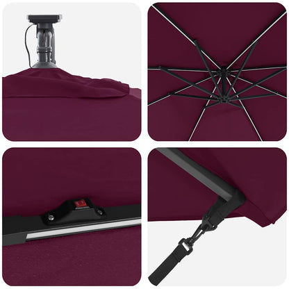vidaXL Umbrella with LED Strip Lights Bordeaux Red 294 x 294 x 248 cm