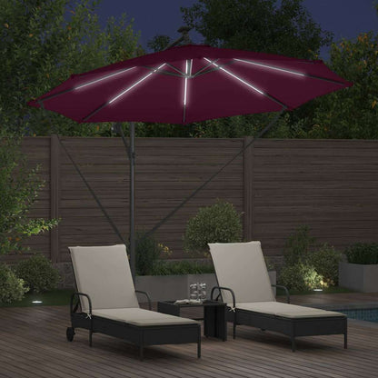 vidaXL Umbrella with LED Strip Lights Bordeaux Red 294 x 294 x 248 cm