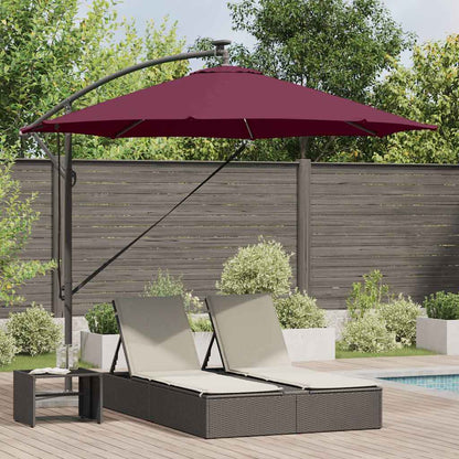 vidaXL Umbrella with LED Strip Lights Bordeaux Red 294 x 294 x 248 cm