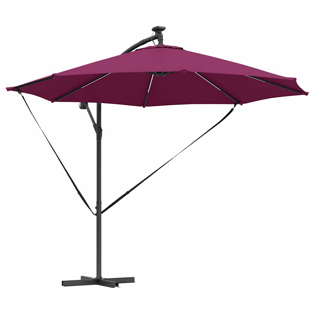 vidaXL Umbrella with LED Strip Lights Bordeaux Red 294 x 294 x 248 cm