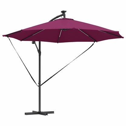 vidaXL Umbrella with LED Strip Lights Bordeaux Red 294 x 294 x 248 cm