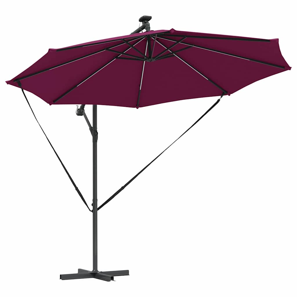 vidaXL Umbrella with LED Strip Lights Bordeaux Red 294 x 294 x 248 cm