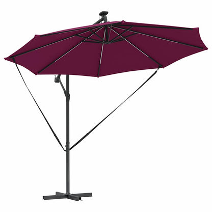vidaXL Umbrella with LED Strip Lights Bordeaux Red 294 x 294 x 248 cm
