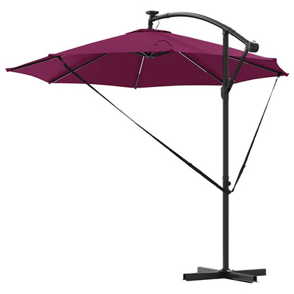 vidaXL Umbrella with LED Strip Lights Bordeaux Red 294 x 294 x 248 cm