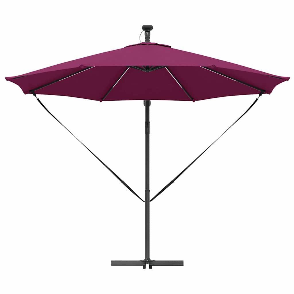 vidaXL Umbrella with LED Strip Lights Bordeaux Red 294 x 294 x 248 cm